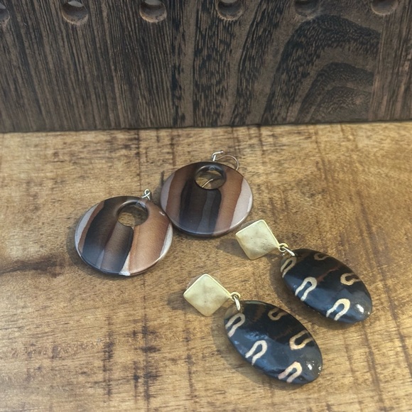 Coldwater Creek Brown and Gold Earrings - Picture 1 of 5